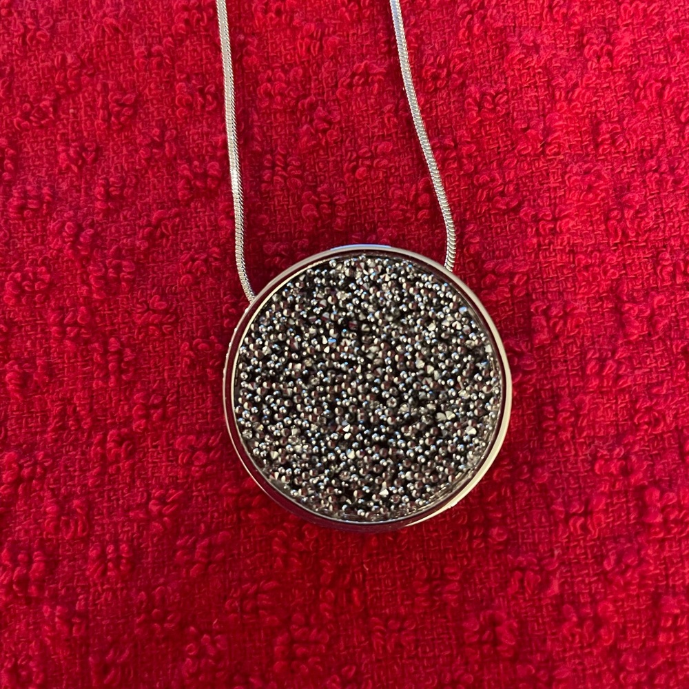 Swarovski Silver Necklace with Textured Pendant